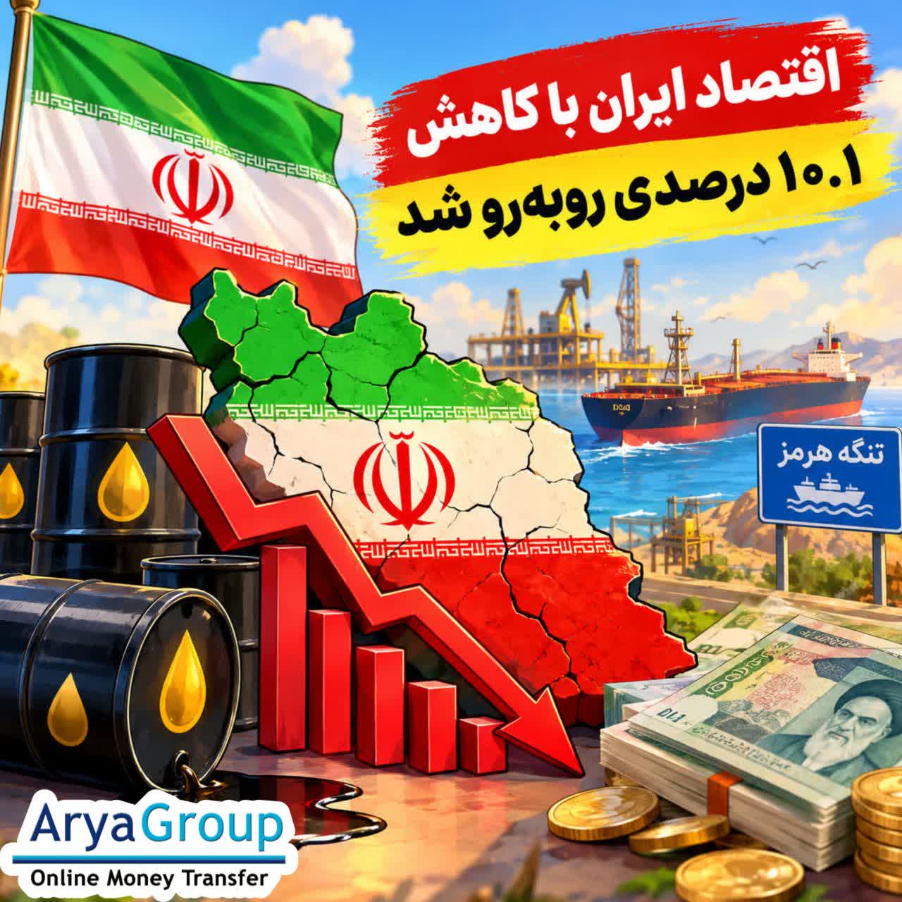 اقتصاد ایران در سه‌ماهه نخست سال تقویم فارسی ۱۰.۱ درصد کاهش یافت و بخش نفت و گاز در میان اختلالات اقتصادی و درگیری‌ها بیشترین افت را تجربه کرد.